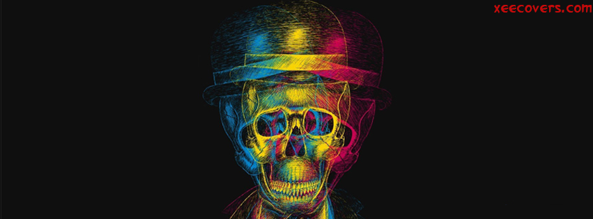 3D ColourFull Skull Illusion FB Cover Photo HD