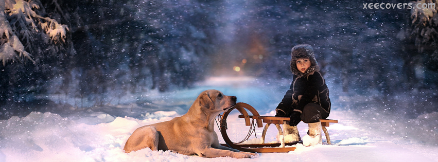 Dog And Child Love facebook cover photo hd