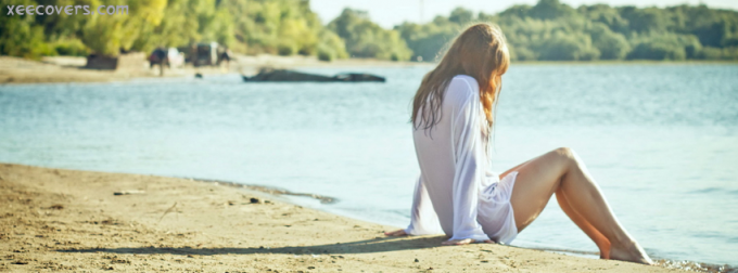 Sitting Alone On Beach Side FB Cover Photo – Xee FB Covers