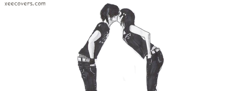 Emo Kiss Drawing facebook cover photo hd