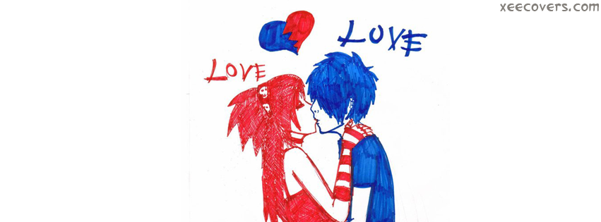 Emo Red And Blue Love FB Cover Photo HD